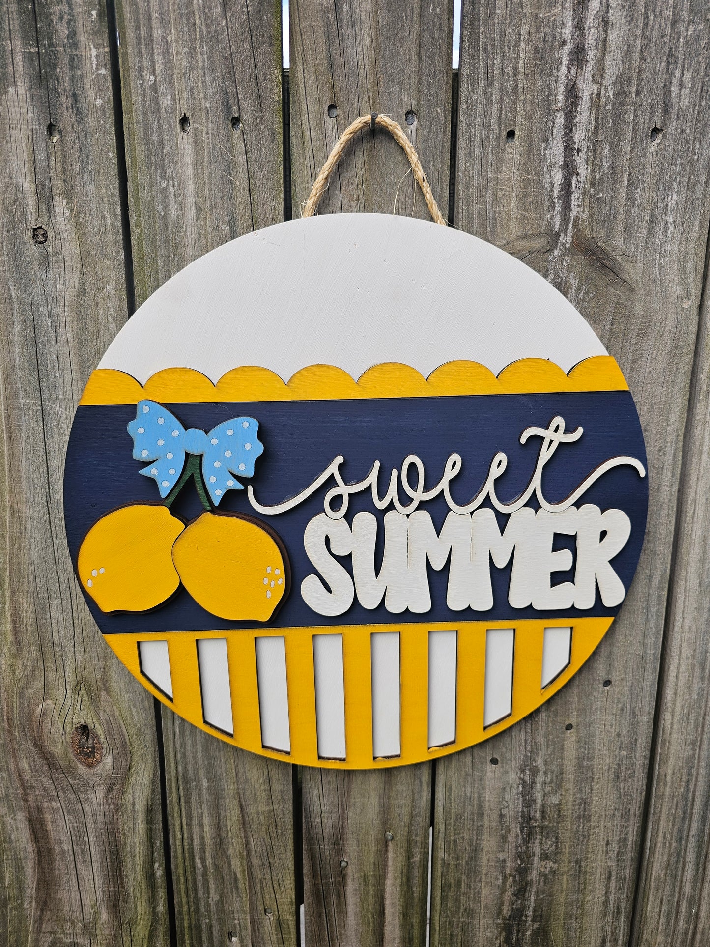 Sweet Summer Lemon Wood Door Sign