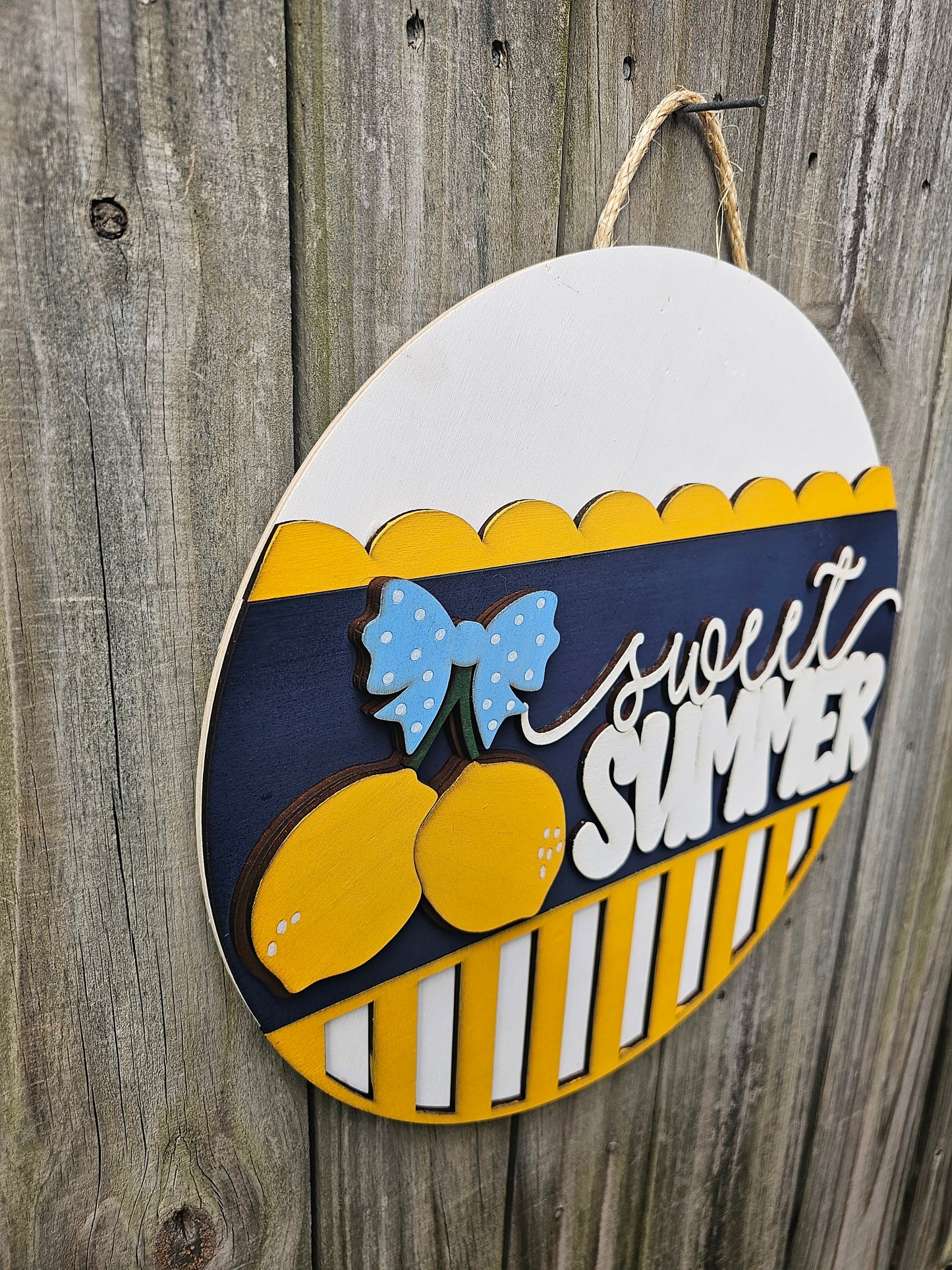 Sweet Summer Lemon Wood Door Sign