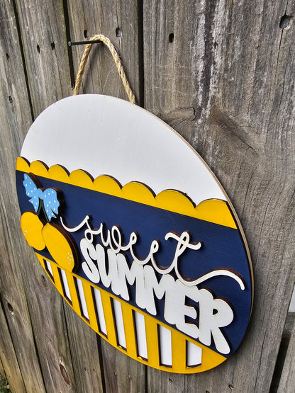 Sweet Summer Lemon Wood Door Sign