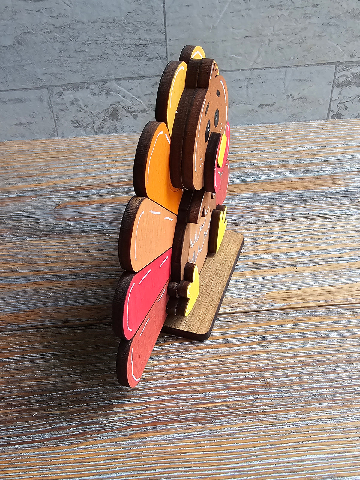 Hand-Painted Wooden Turkey Shelf Sitter | Thanksgiving Decor