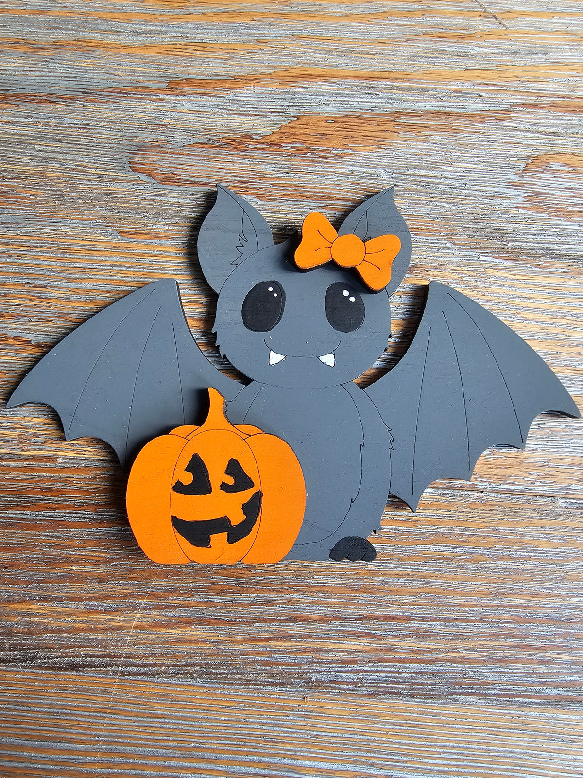 Spooky Bat and Pumpkin Halloween DIY Wood Paint Kit