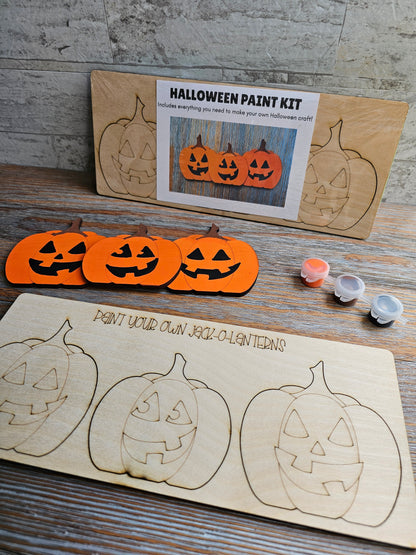 Jack-O’-Lantern Trio Halloween DIY Wood Paint Kit