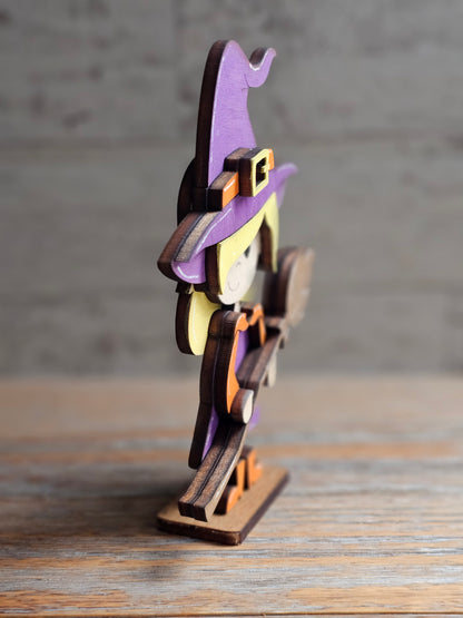 Halloween Witch with Blonde Hair Wood Shelf Sitter