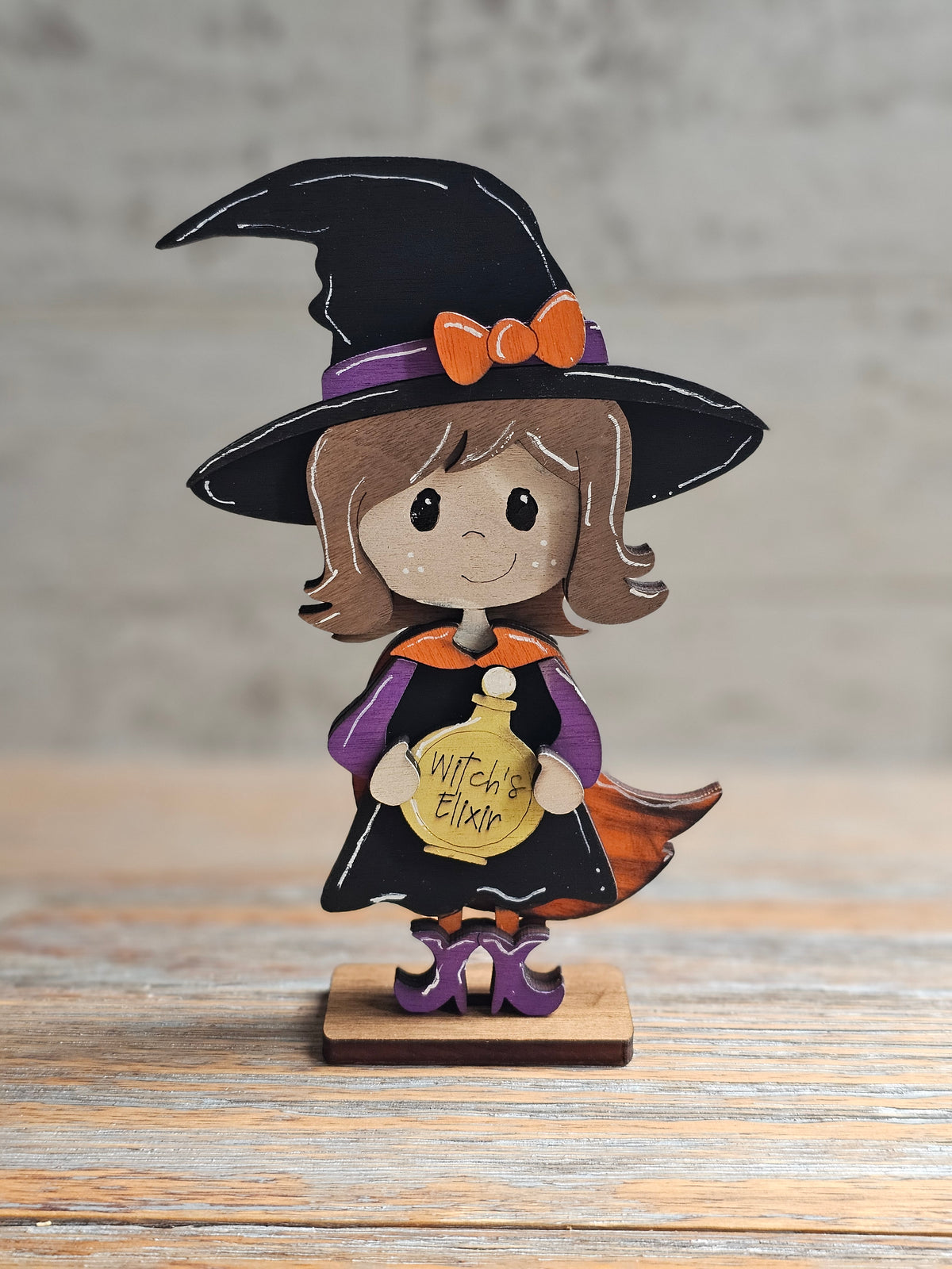 Halloween Witch with Elixir Wood Shelf Sitter