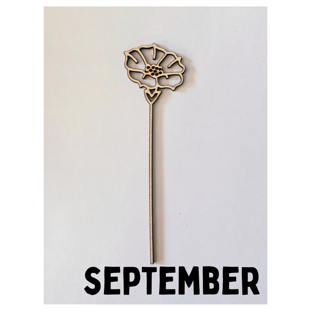 Wood Flowers - Birth Month Flowers (Sold Individually)