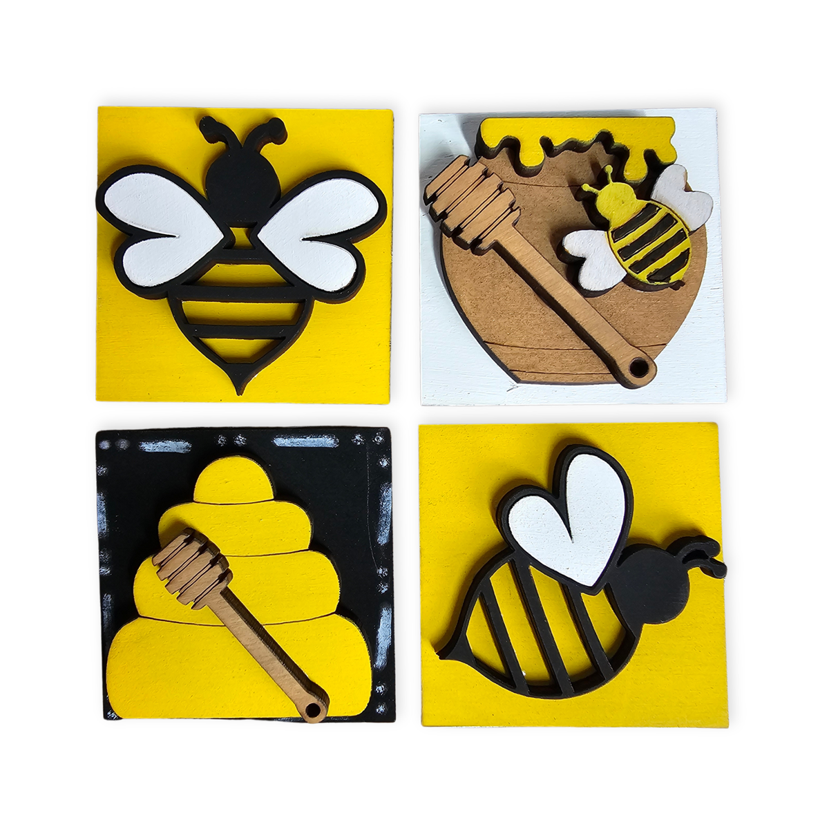 Bee Happy Interchangeable Tile Set - Set of 4