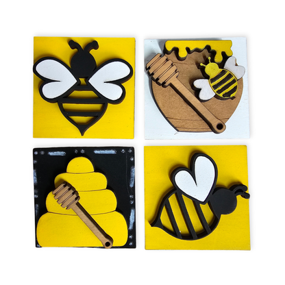 Bee Happy Interchangeable Tile Set - Set of 4
