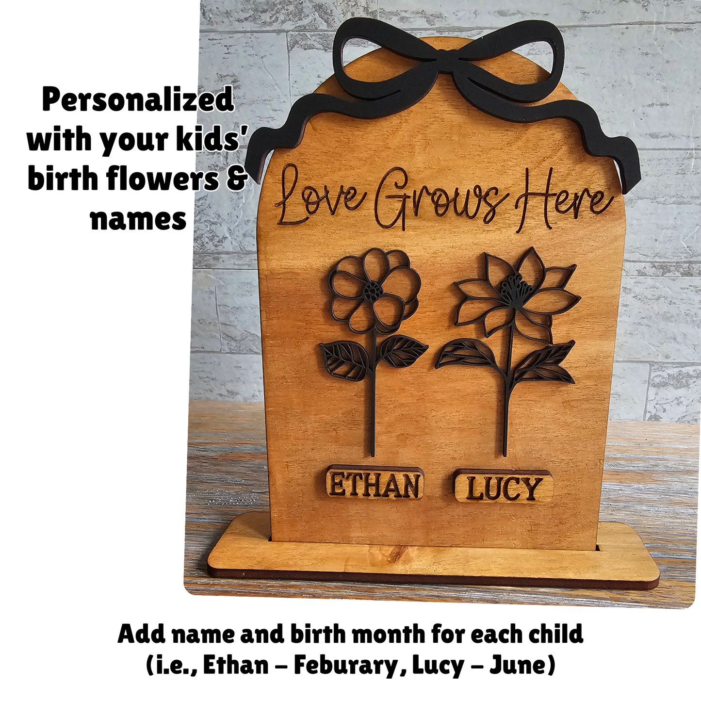 Personalized Birth Flower Wood Sign