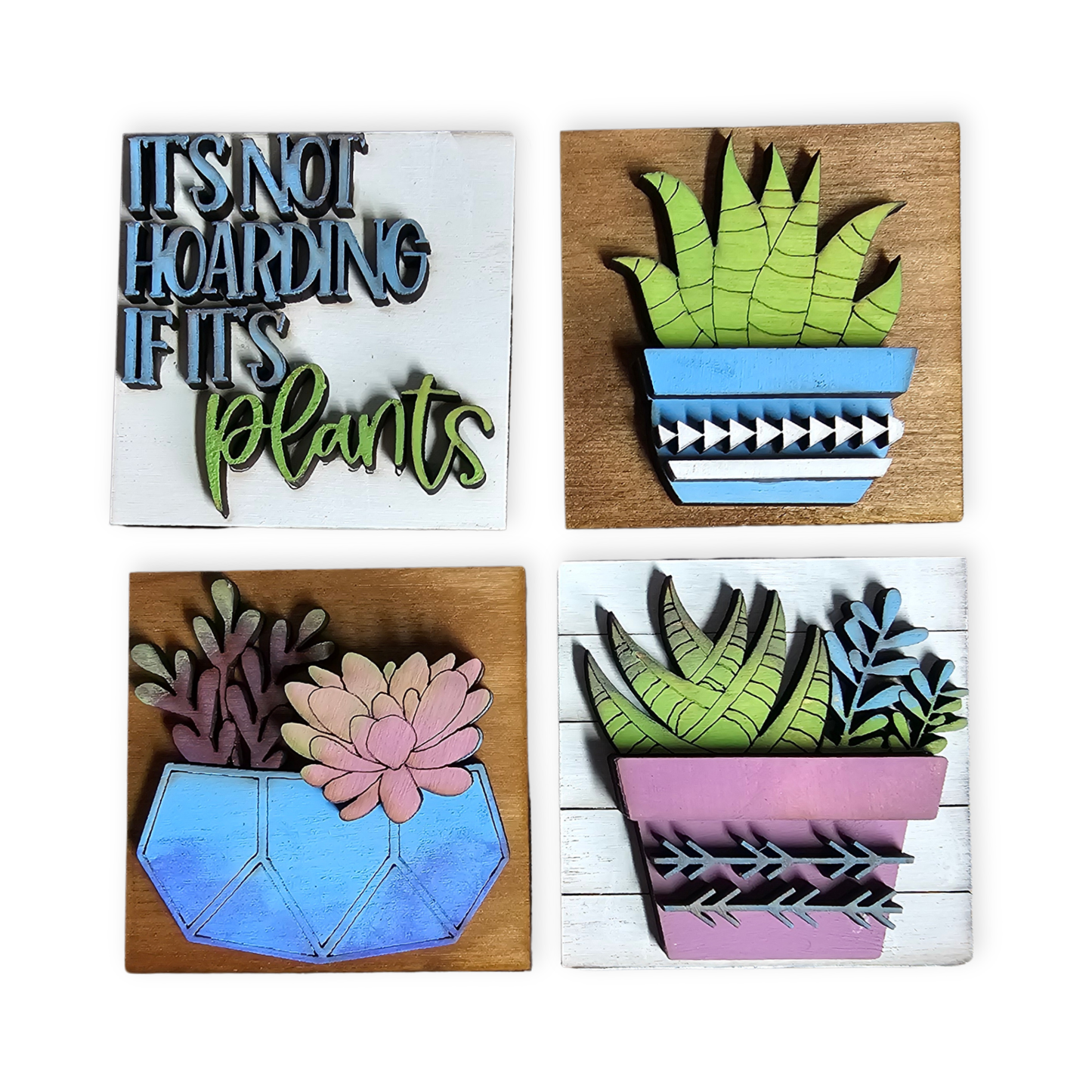 Succulent Interchangeable Tile Set - Set of 4