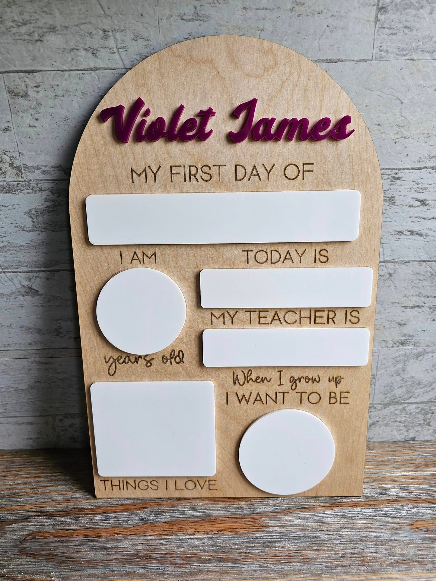 First Day of School Wood Dry Erase Board