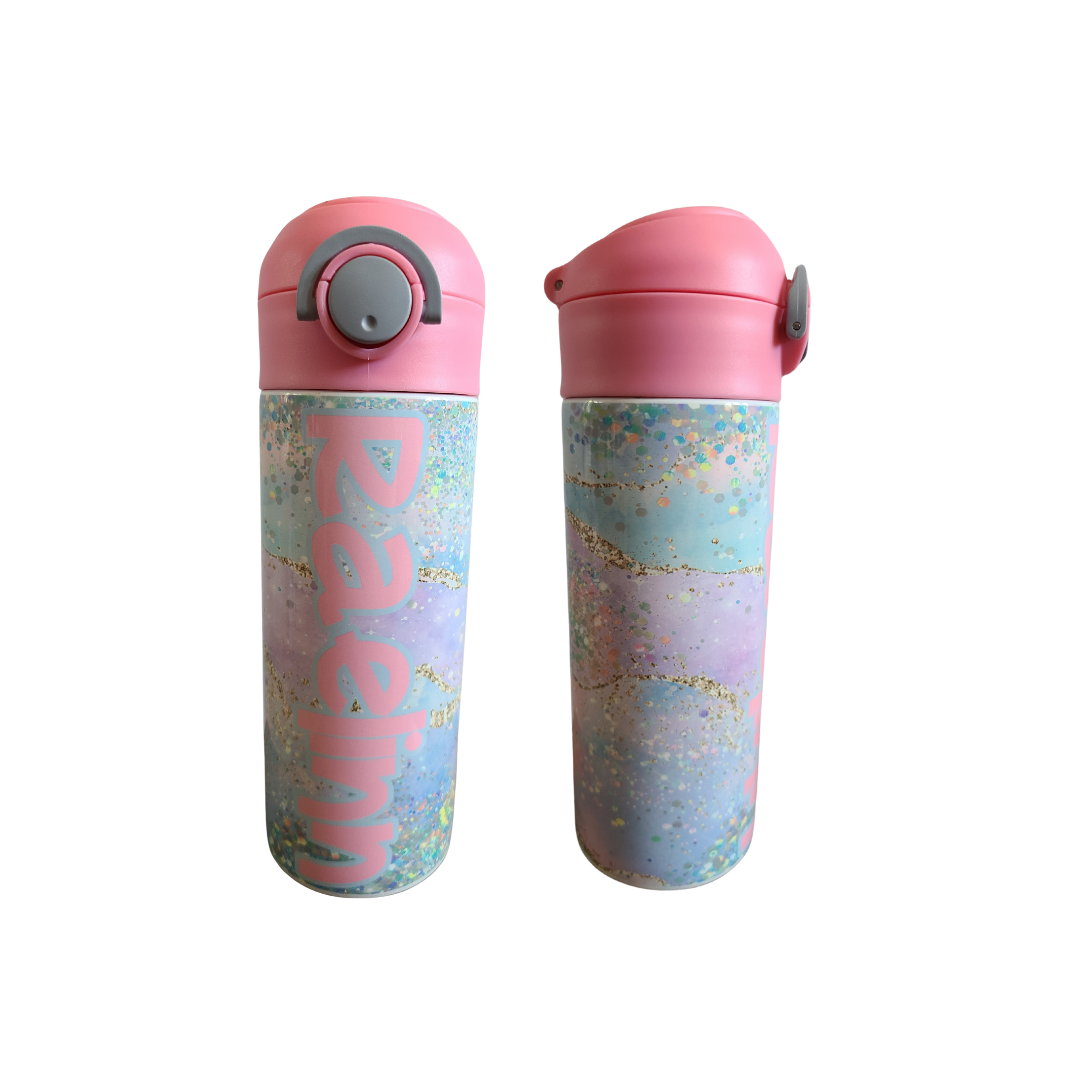 Iridescent Print Flip Top Water Bottle - Personalized