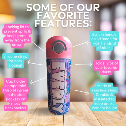 Tie Dye Ghosts Flip Top Water Bottle - Personalized