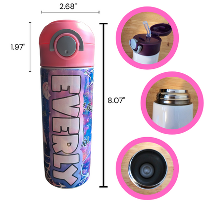 Tie Dye Ghosts Flip Top Water Bottle - Personalized