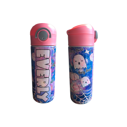 Tie Dye Ghosts Flip Top Water Bottle - Personalized