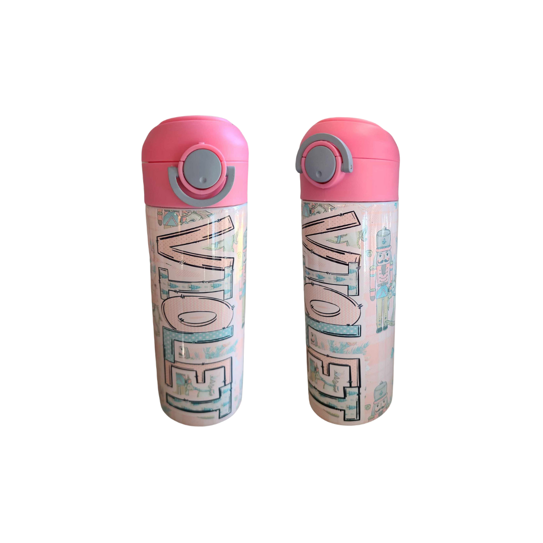 Nutcracker Pink Flip Top Water Bottle - Personalized