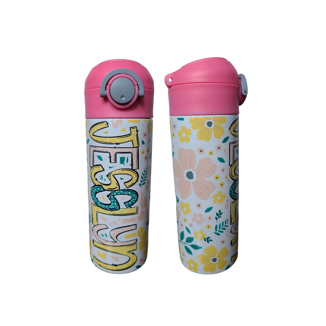 Blush Floral Flip Top Water Bottle - Personalized