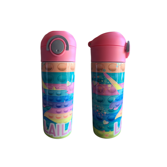 Unicorn Pop It Personalized Water Bottle