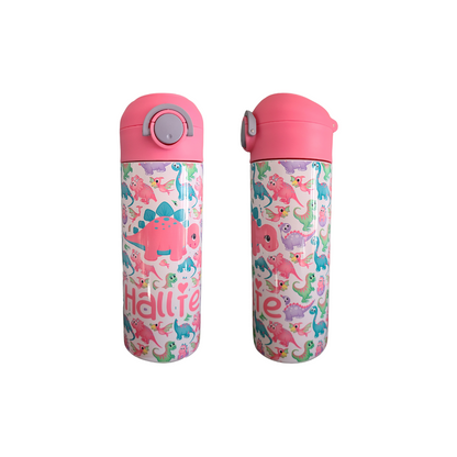 Pink Dinosaur Personalized Water Bottle