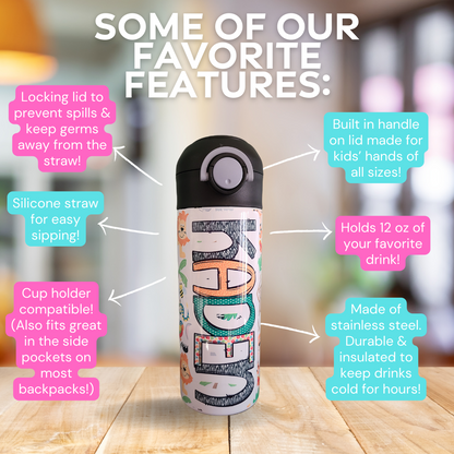 Jungle Animal Flip Top Water Bottle - Personalized
