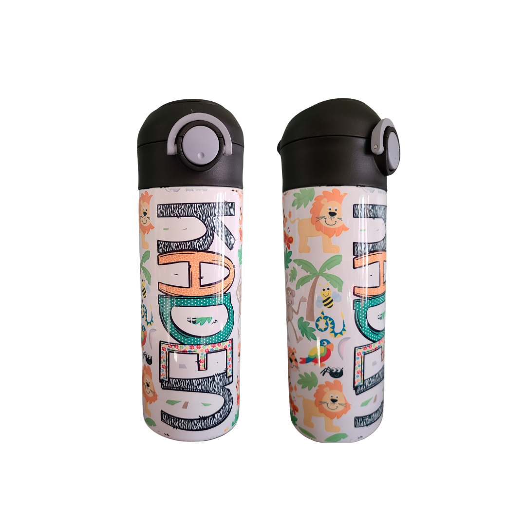 Jungle Animal Flip Top Water Bottle - Personalized