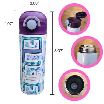 Purple Mermaid Personalized Water Bottle