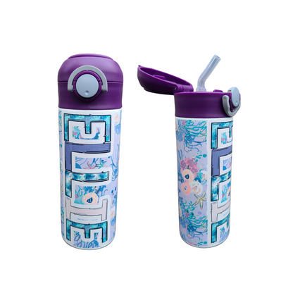 Purple Mermaid Personalized Water Bottle