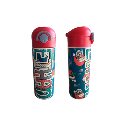Christmas Skeletons Flip Top Water Bottle - Personalized