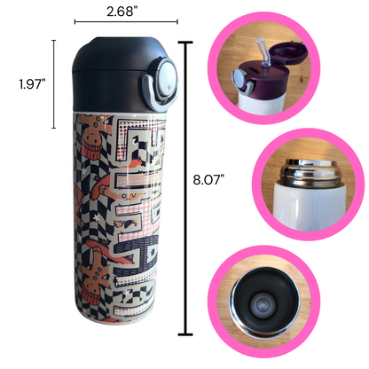 Skateboarding Gingerbread Flip Top Water Bottle - Personalized