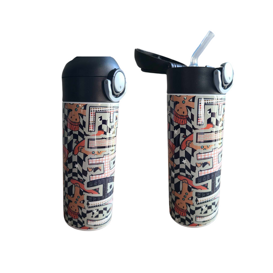 Skateboarding Gingerbread Flip Top Water Bottle - Personalized