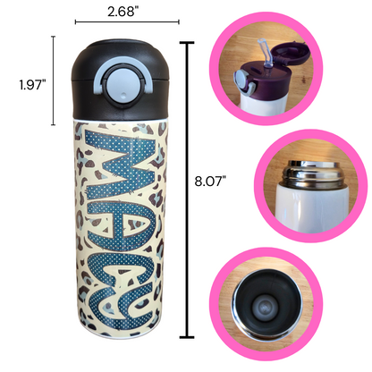 Leopard Print Water Bottle OR Sippy Cup - Personalized
