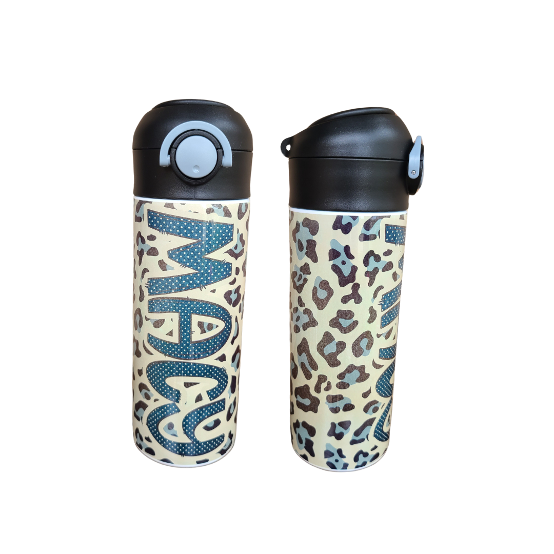 Leopard Print Water Bottle OR Sippy Cup - Personalized