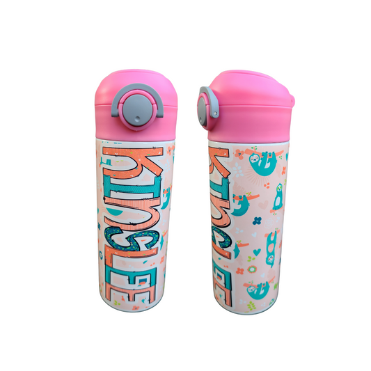 Sloth Themed Flip Top Water Bottle - Personalized