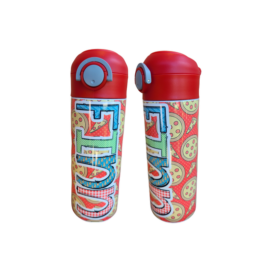 Pizza Themed Flip Top Water Bottle - Personalized