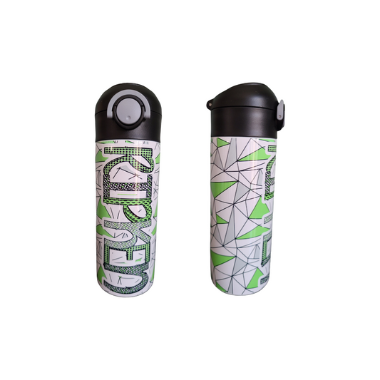 Black and Green Flip Top Water Bottle - Personalized