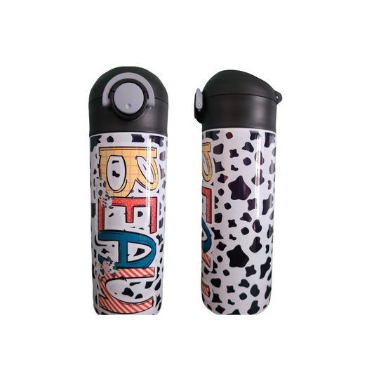Cow Print Cow Lover Flip Top Water Bottle - Personalized