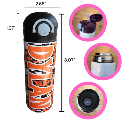 Pumpkin Checks Flip Top Water Bottle - Personalized