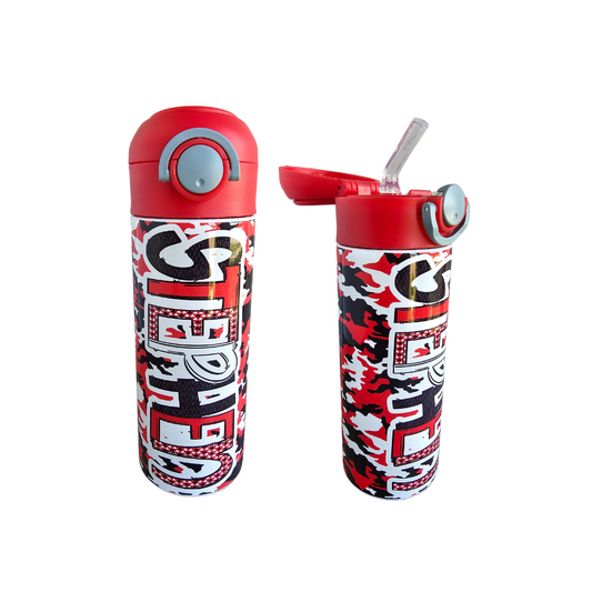Red Camo Flip Top Water Bottle - Personalized
