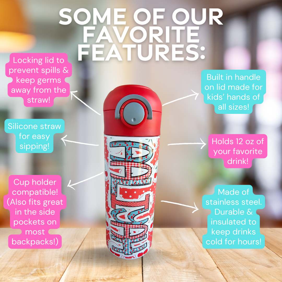 Cherries Flip Top Water Bottle - Personalized