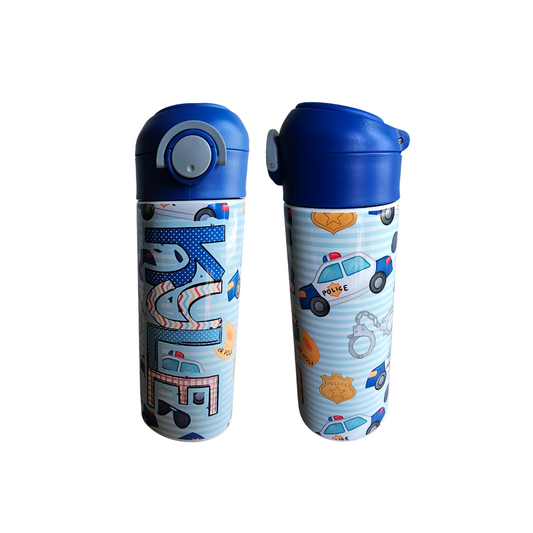 Police Cars Flip Top Water Bottle - Personalized