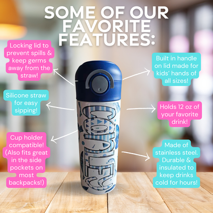 Whales & Seals Flip Top Water Bottle - Personalized