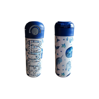 Whales & Seals Flip Top Water Bottle - Personalized