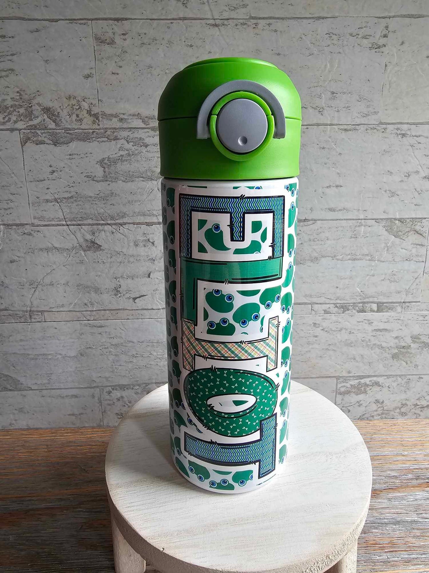 Frog Themed Flip Top Water Bottle - Personalized