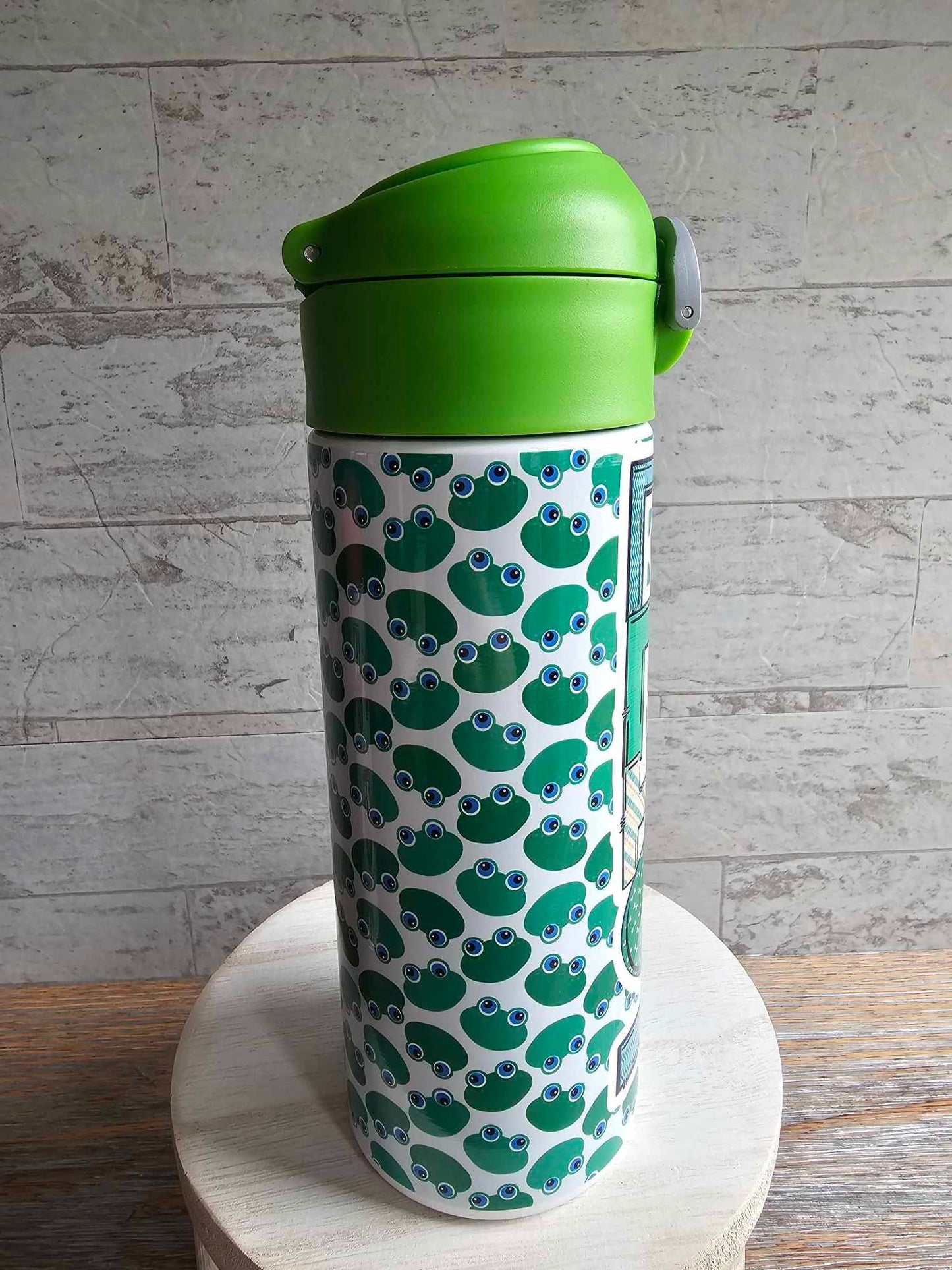 Frog Themed Flip Top Water Bottle - Personalized