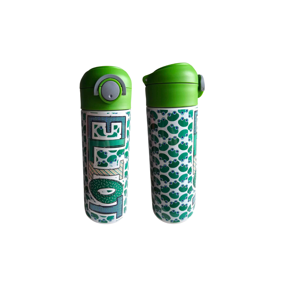 Frog Themed Flip Top Water Bottle - Personalized