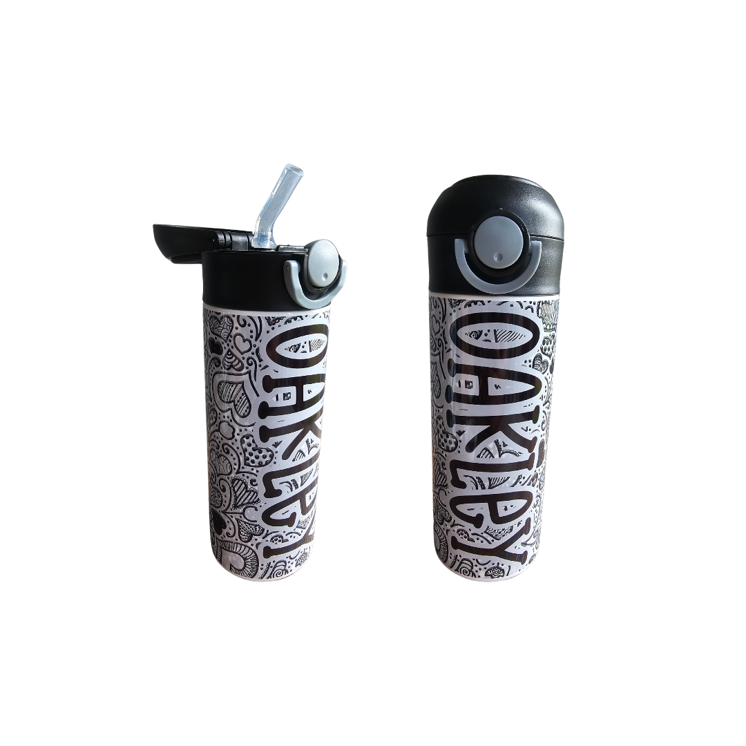 Black Hearts Personalized Water Bottle - 12 oz Flip Top Water Bottle with Straw