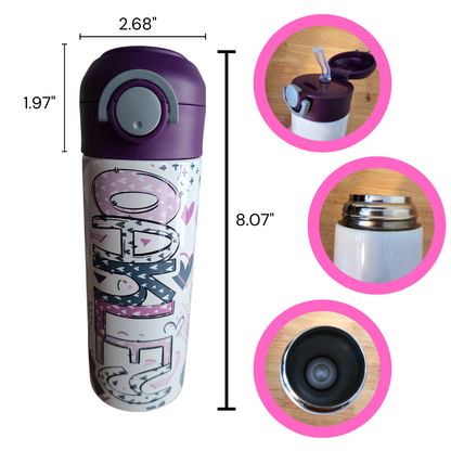 Purple Hearts Personalized Water Bottle