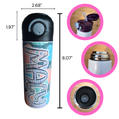 Pastel Pumpkins Flip Top Water Bottle - Personalized