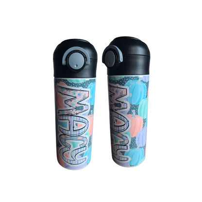 Pastel Pumpkins Flip Top Water Bottle - Personalized