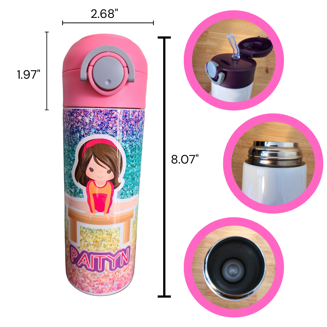 Gymnastics Flip Top Water Bottle - Personalized