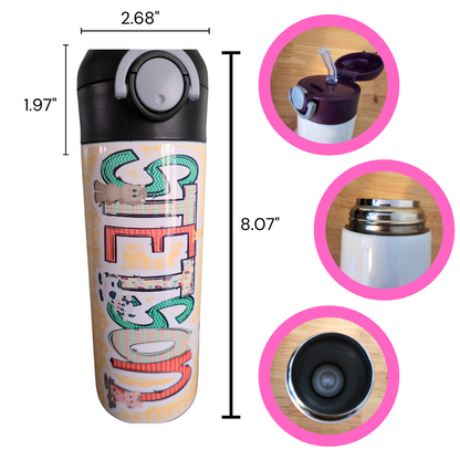 Personalized Farm Animals Water Bottle - 12 oz Flip Top Water Bottle with Straw